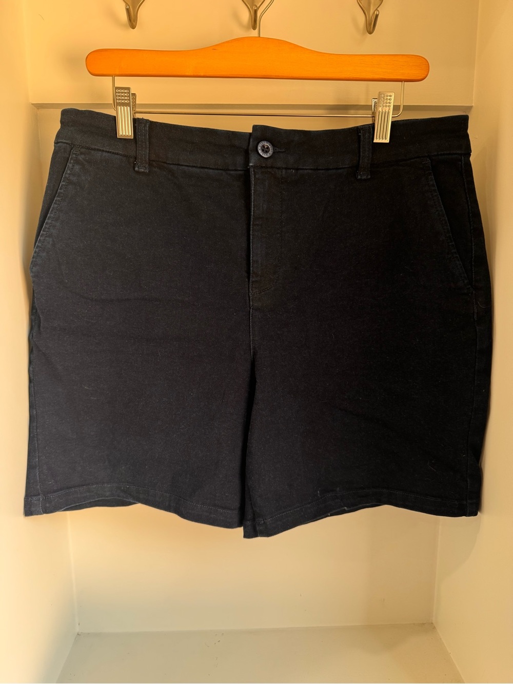 NYDJ Dark Navy Flat-Front Shorts